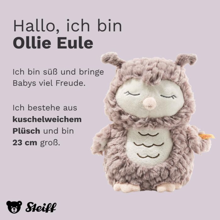 Steiff Kuscheltier Ollie Eule, Süßes Stofftier, Jungen, Mädchen & Babys ab 0 Monaten, Friends, , Beige - Image 6