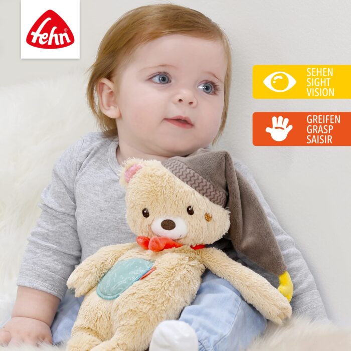 Fehn Kuscheltier Bär Bruno – Weicher Teddybär für Neugeborene als Einschlafhilfe - Stofftier zum Greifen, F - Image 6