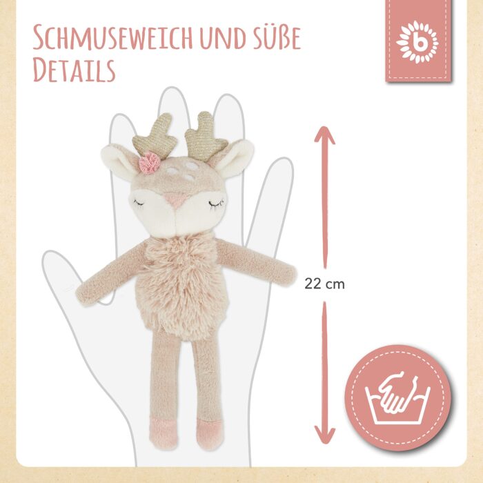 Bieco Kuscheltier Reh Ella mit Rassel | Baby Kuscheltier ab 0 Monate Stofftier Baby Plüschtier Reh r - Image 5