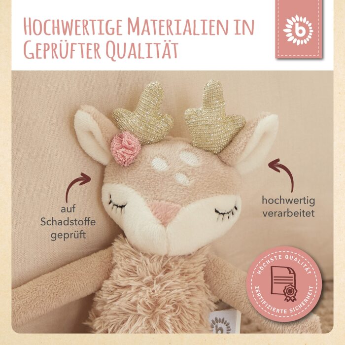 Bieco Kuscheltier Reh Ella mit Rassel | Baby Kuscheltier ab 0 Monate Stofftier Baby Plüschtier Reh r - Image 4
